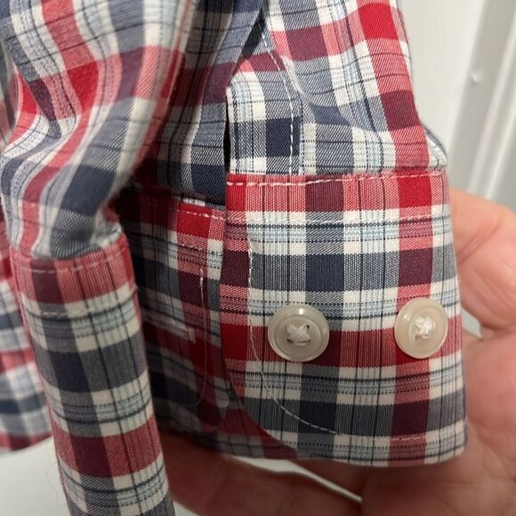 L.LBean Plaid Red Blue Traditional Fit Cotton Button Down Shirt NWOT - Picture 3 of 7